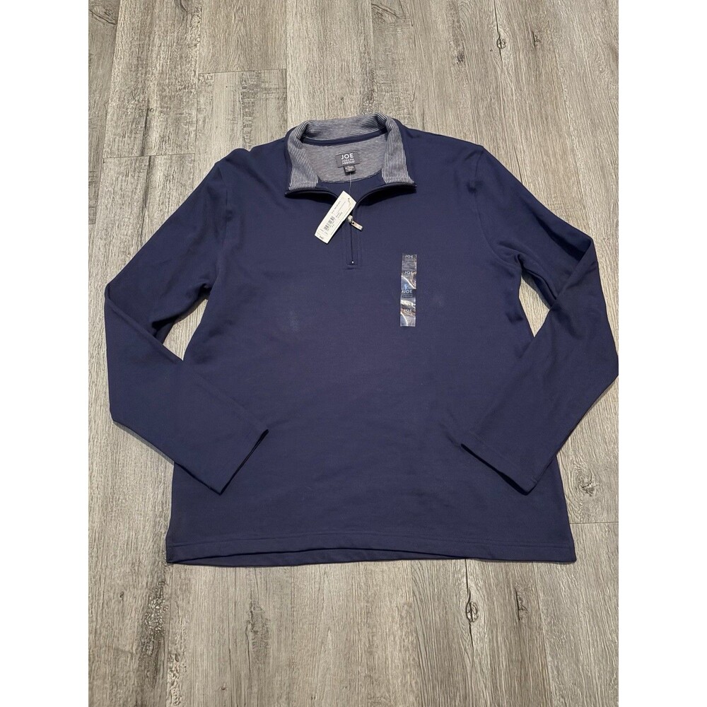 Joe Joseph Abboud Sweater Mens Sz XL Navy Blue Quarter Zip Mock Neck Waffle Knit